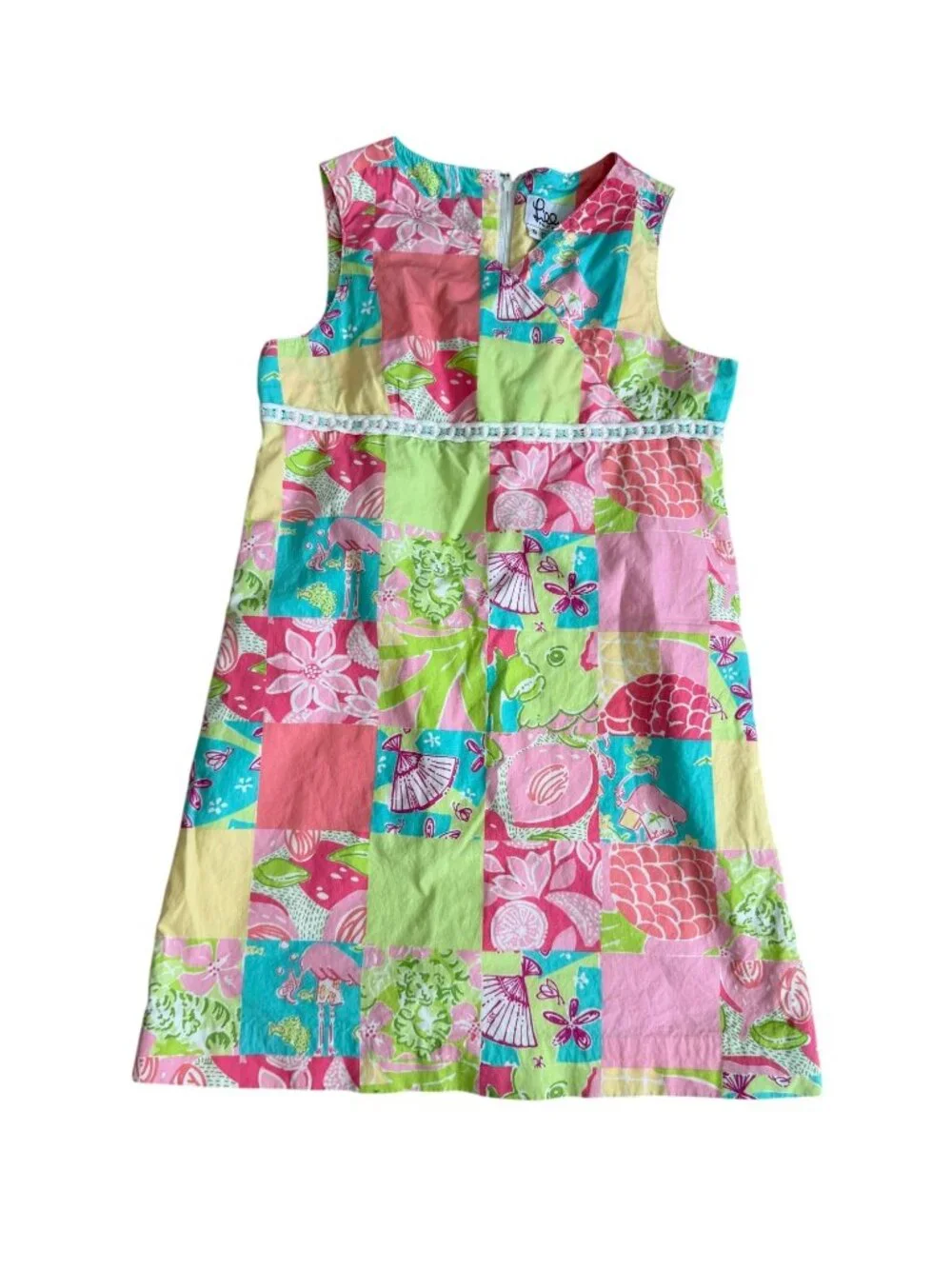 LILLY PULITZER Girls Vintage Multi Crazy Quilt Dress Size 8